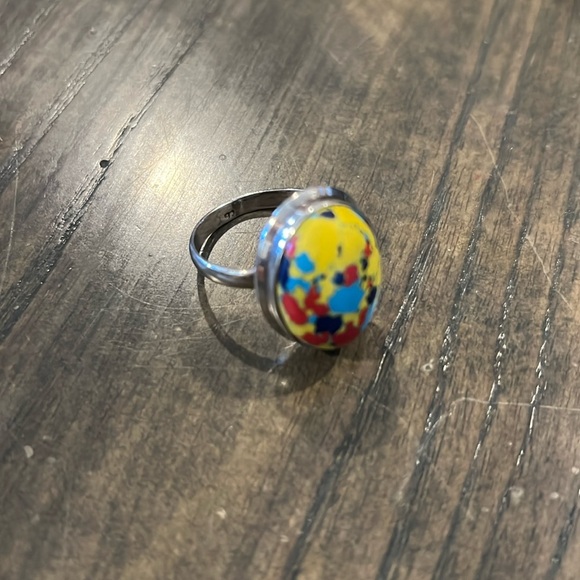 Silver and Enamel ring - Picture 1 of 4